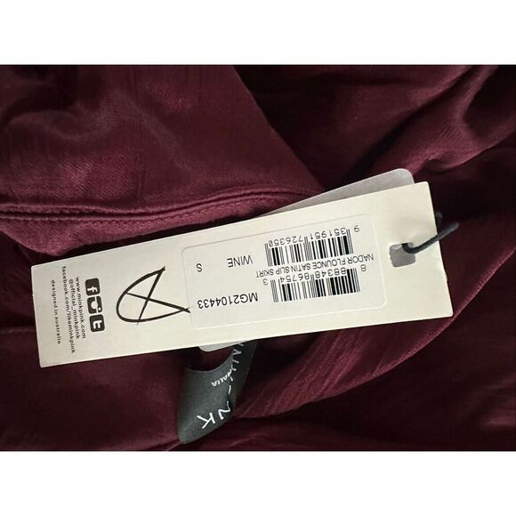 MINKPINK Nador Flounce Satin Slip skirt wine women’s small. - Picture 7 of 9